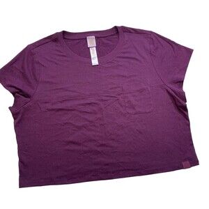 Savage‎ X Fenty Women's Xssential Baby Pocket Tee Purple  XLarge Crop Top Short